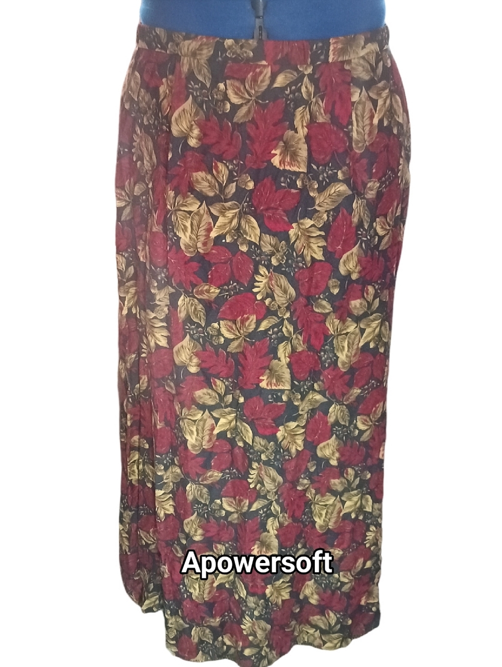 Vintage Pendleton Burgundy Fall Foliage Print Maxi Skirt Size 12 Tall